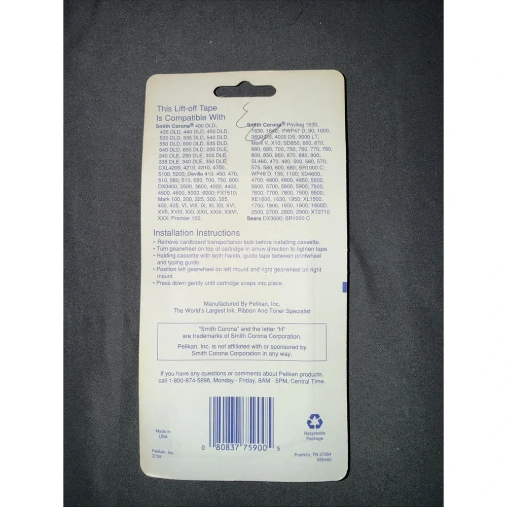 Pelikan Lift-Off Tape Cassette (Z759) For Smith Corona - Brand New / Sealed